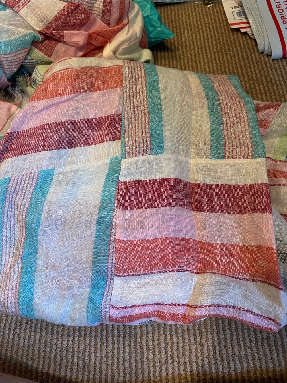 NWOT FREE PEOPLE sail away linen patchwork pastel Striped kimono Cover-Up OS - Picture 6 of 7